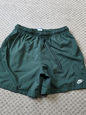 Nike Men’s Forest Green Athletic Shorts with White Logo